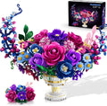 TERRAMUS Moon Flower Bouquet Building Set with LED Light, 1274 Pcs Crescent Shape Floral Building Kit, Lunar Flower Home Decor Gifts for Women Adults Ages 12+