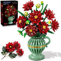 TERRAMUS Dahlia Flower Bouquet Building Set with Vase, 1482 Pcs Flower Bouquet Botanical Collection Building Block, Artificial Plant Bonsai Kit Home Decor Construction Toy for Ages 12+
