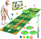 TERRAMUS Kids Golf Toy Set, 6.5ft Putting Mat Adjustable Putter 3 Target Holes 4 High-Visibility Balls Indoor Outdoor Sport Game Gift Kids Age 3+