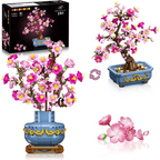 TERRAMUS Cherry Blossom Bonsai Tree Building Set, 2-in-1 Artificial Sakura Tree Building Blocks Kit, 775 Pcs Botanical Plant Model for Home Decor Display Gift for Adults Teens Kids