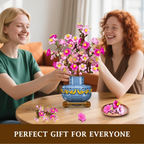 TERRAMUS Cherry Blossom Bonsai Tree Building Set, 2-in-1 Artificial Sakura Tree Building Blocks Kit, 775 Pcs Botanical Plant Model for Home Decor Display Gift for Adults Teens Kids
