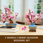 TERRAMUS Cherry Blossom Bonsai Tree Building Set, 2-in-1 Artificial Sakura Tree Building Blocks Kit, 775 Pcs Botanical Plant Model for Home Decor Display Gift for Adults Teens Kids