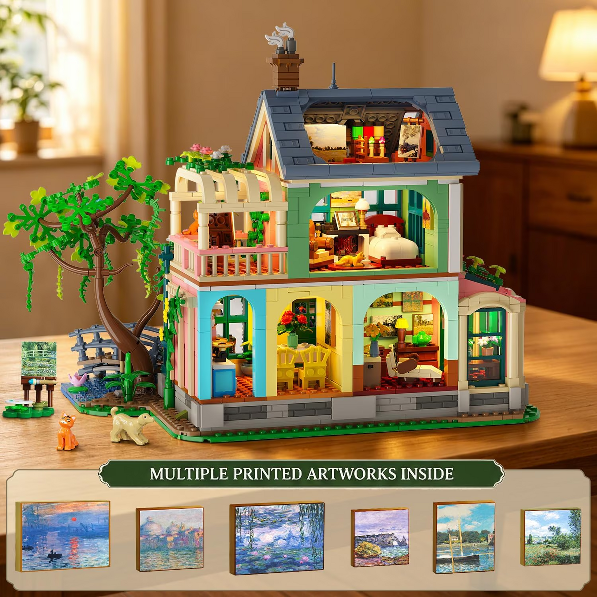 TERRAMUS Monet Manor Garden House Building Set, Architectural Cottage Bricks Set with Flower Arch and Bridge Decor Toys for Kids Teens Ages 8+