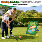 TERRAMUS 3 in 1 Kids Golf Game Set, Outdoor Indoor Golf Chipping Net with Golf Club, Bean Bags & Ring Toss, Sports Toys Gifts Boys Girls Ages 3+