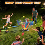 TERRAMUS 3-in-1 Bean Bag and Ring Toss Game Set, Active Motion Spinning Base Yard Sport Toy with 12 Sandbags 12 Rings 12 Balls for Kids Age 3+