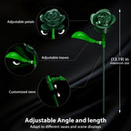 TERRAMUS Green Roses Bouquet Building Set with LED Lights,16 Roses & Red Gypsophila Artificial Flowers Botanical Collection Gift for Her Home & Office Decor (523Pcs)