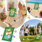 TERRAMUS 3 in 1 Kids Golf Game Set, Outdoor Indoor Golf Chipping Net with Golf Club, Bean Bags & Ring Toss, Sports Toys Gifts Boys Girls Ages 3+