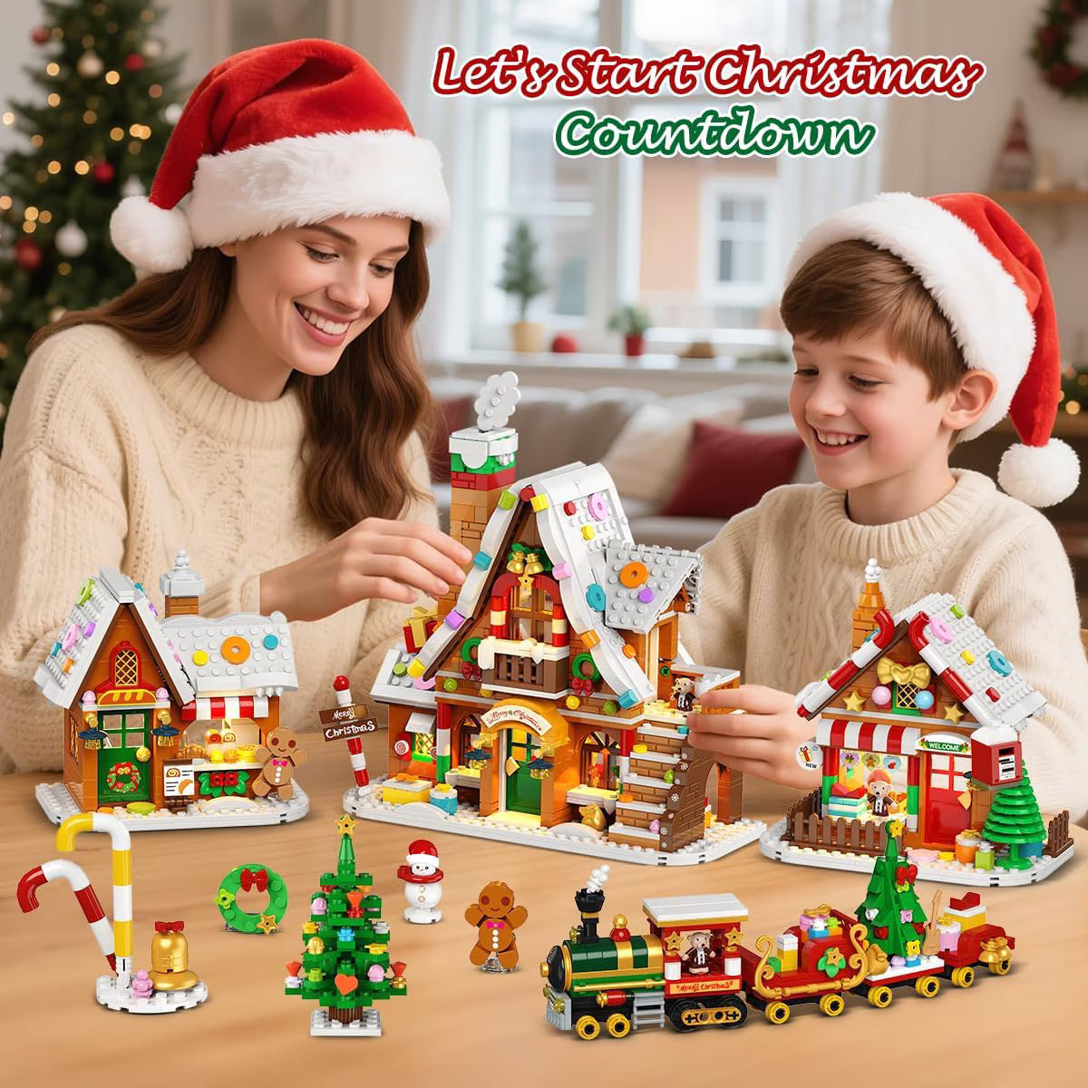 TERRAMUS Advent Calendar Gingerbread House Building Set, 24 Days Countdown Christmas Village Mini Bricks, Toys for Adults Teens Age 12+