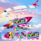 TERRAMUS 3-in-1 Friends Airplane Building Set with LED Light, 642PCS Passenger Plane/Submarine/Space Shuttle Building Toys with Playground, Taxi Car, Slide, STEM Gifts for Kids Girls Boys Ages 6-12+