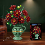 TERRAMUS Dahlia Flower Bouquet Building Set with Vase, 1482 Pcs Flower Bouquet Botanical Collection Building Block, Artificial Plant Bonsai Kit Home Decor Construction Toy for Ages 12+