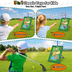 TERRAMUS 3 in 1 Kids Golf Game Set, Outdoor Indoor Golf Chipping Net with Golf Club, Bean Bags & Ring Toss, Sports Toys Gifts Boys Girls Ages 3+