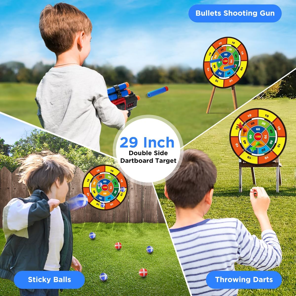 TERRAMUS Kids Archery Target Game Set, 2-Pack Luminescent Active Bows with Pneumatic Launchers Vacuum Suction Arrows Toys for Boys Girls Ages 5-11+