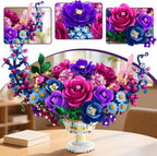 TERRAMUS Moon Flower Bouquet Building Set with LED Light, 1274 Pcs Crescent Shape Floral Building Kit, Lunar Flower Home Decor Gifts for Women Adults Ages 12+