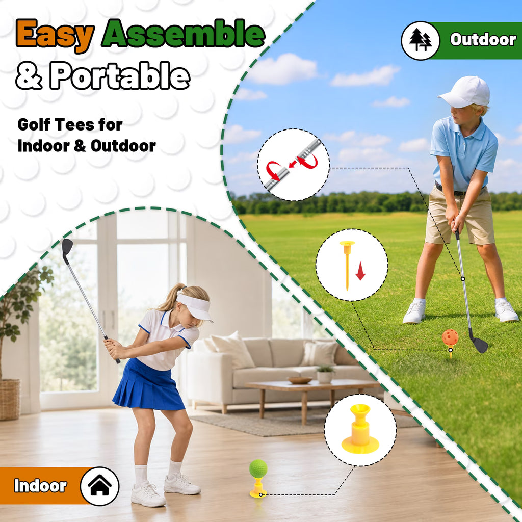 TERRAMUS 3 in 1 Kids Golf Game Set, Outdoor Indoor Golf Chipping Net with Golf Club, Bean Bags & Ring Toss, Sports Toys Gifts Boys Girls Ages 3+