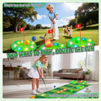TERRAMUS Kids Golf Toy Set, 6.5ft Putting Mat Adjustable Putter 3 Target Holes 4 High-Visibility Balls Indoor Outdoor Sport Game Gift Kids Age 3+