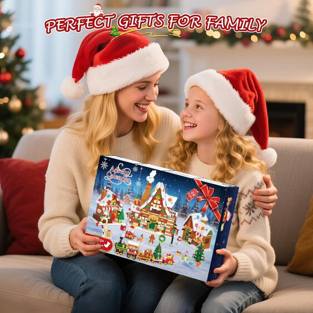 TERRAMUS Advent Calendar Gingerbread House Building Set, 24 Days Countdown Christmas Village Mini Bricks, Toys for Adults Teens Age 12+