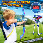 TERRAMUS 2 Pack Light Up Bow and Arrow Set for Kids with Electronic Scoring Target, 10 Suction Cup Arrows, 2 Quivers, Indoor Outdoor Target Game for Boys Girls Ages 5-12
