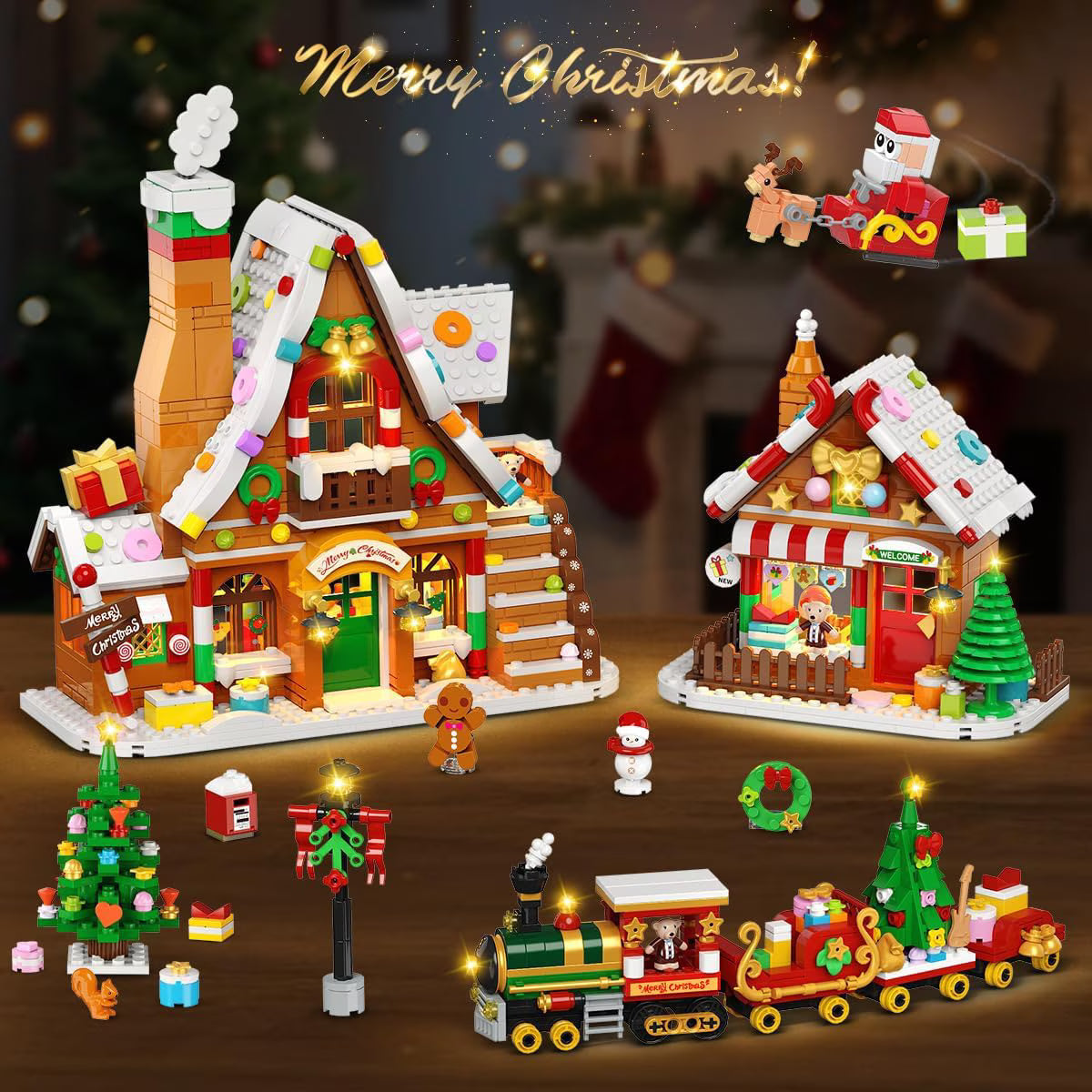 TERRAMUS Advent Calendar Gingerbread House Building Set, 24 Days Countdown Christmas Village Mini Bricks, Toys for Adults Teens Age 12+