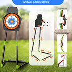 TERRAMUS Kids Archery Target Game Set, 2-Pack Luminescent Active Bows with Pneumatic Launchers Vacuum Suction Arrows Toys for Boys Girls Ages 5-11+