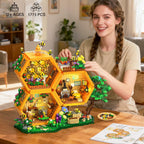 TERRAMUS Bee Farm House Building Set, 1773 Pcs Honey Cabin Botanical Treehouse Block Kit Home Office Decor Toys for Kids Adults Age 12+