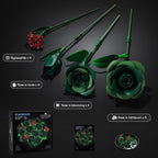 TERRAMUS Green Roses Bouquet Building Set with LED Lights,16 Roses & Red Gypsophila Artificial Flowers Botanical Collection Gift for Her Home & Office Decor (523Pcs)