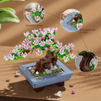 TERRAMUS 4 in 1 Four Seasons Bonsai Tree Building Set, 584 PCS Botanical Collection Cherry Blossom Brick Toy, Desk Decor Gifts Adults Kids 6+