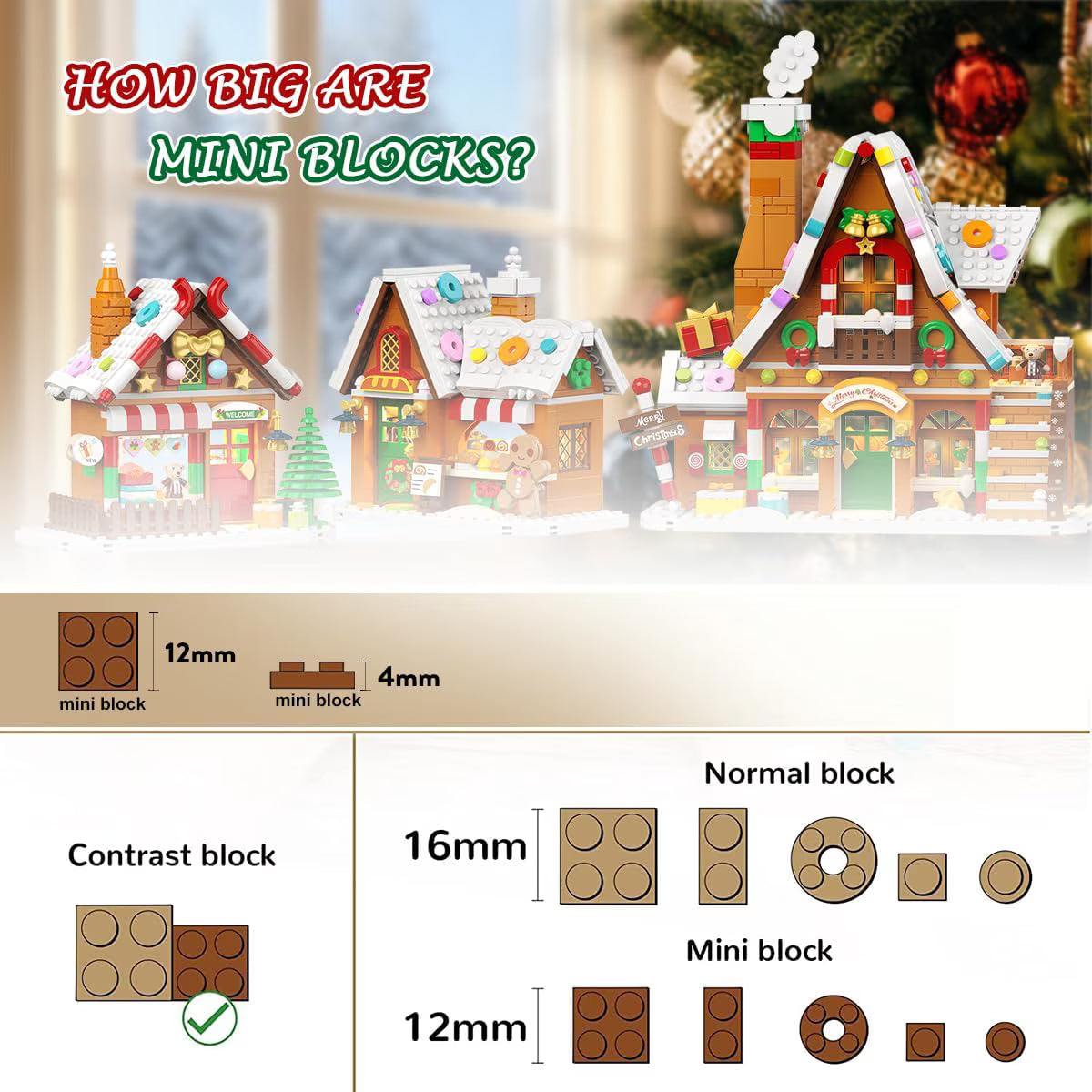 TERRAMUS Advent Calendar Gingerbread House Building Set, 24 Days Countdown Christmas Village Mini Bricks, Toys for Adults Teens Age 12+