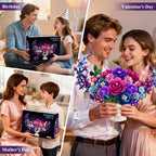 TERRAMUS Moon Flower Bouquet Building Set with LED Light, 1274 Pcs Crescent Shape Floral Building Kit, Lunar Flower Home Decor Gifts for Women Adults Ages 12+