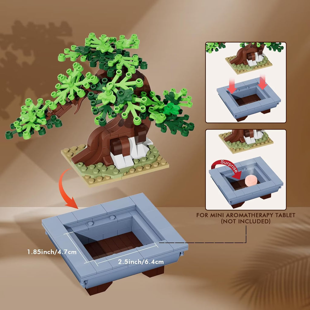 TERRAMUS 4 in 1 Four Seasons Bonsai Tree Building Set, 584 PCS Botanical Collection Cherry Blossom Brick Toy, Desk Decor Gifts Adults Kids 6+